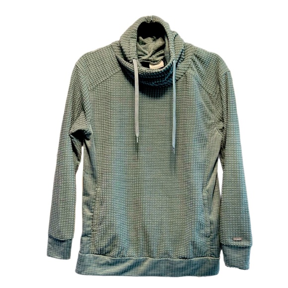 Columbia Sweaters - COLUMBIA Women’s Waffle Soft Textured Cowl Neck Sweatshirt Light Teal Sz XS